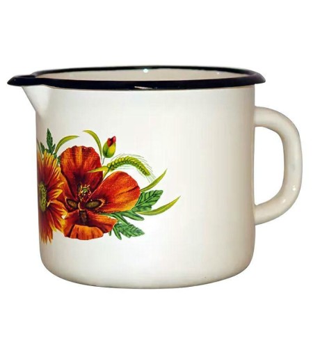 Кружка с носиком с рисунком цвет белый/ слоновая кость 1л