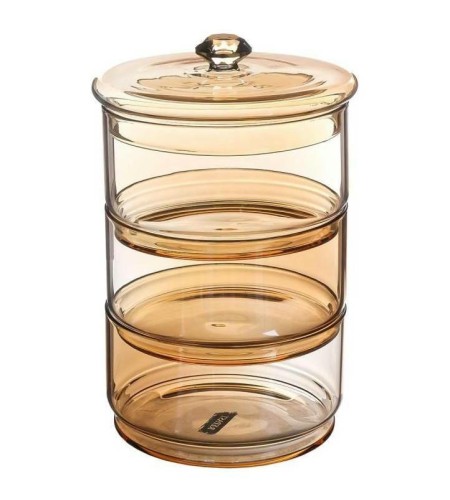 Конфетница с крышкой Repast Diamond 3-х ярусная 3*400мл медовая 59302