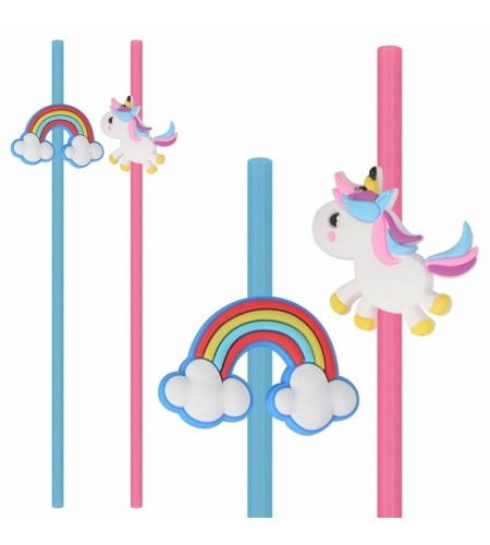 Трубочки для коктейля Радужные единорожки VL13-161 4шт.