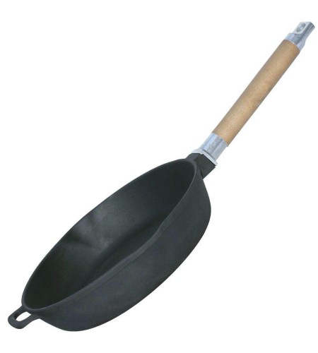 Сковорода чугунная со сливом d260мм съемная ручка