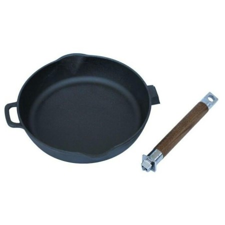 Сковорода чугунная со сливом Биол d280мм съемная ручка