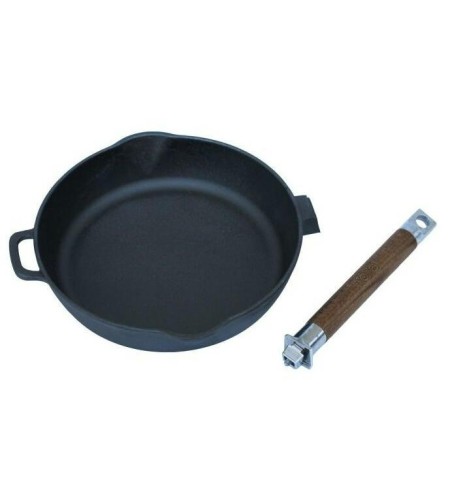 Сковорода чугунная со сливом Биол d280мм съемная ручка