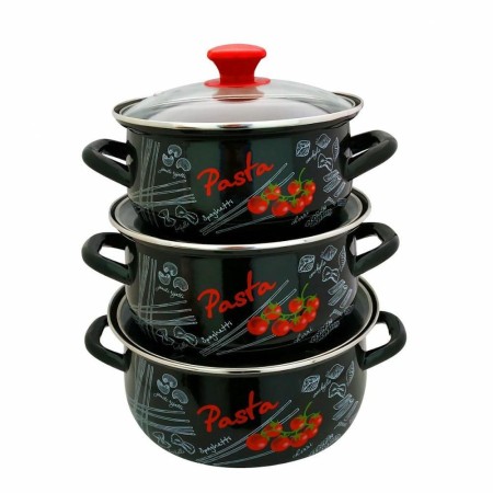 Набор Болоньезе-1-Экстрасферические кастрюли 2л+3л+4л черный