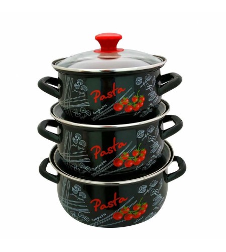 Набор Болоньезе-1-Экстрасферические кастрюли 2л+3л+4л черный