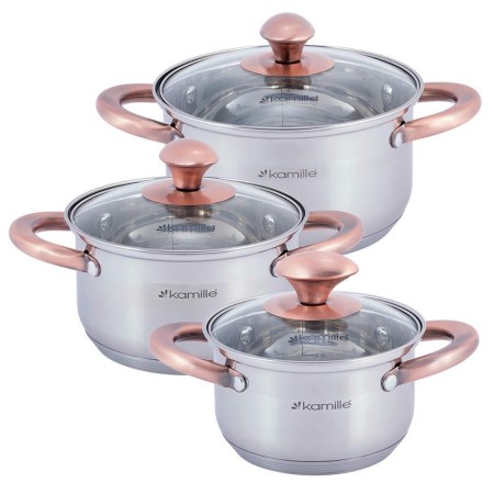 Набор кастрюль Kamille КМ-4936 1л, 1,5л и 2л полые ручки