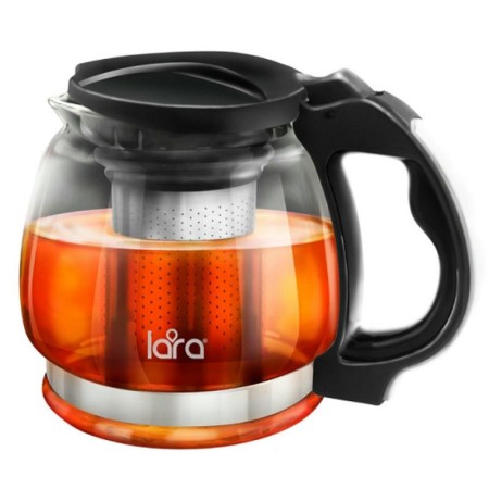 Чайник заварочный Lara LR06-15 850мл силикатное стекло, стальной фильтр, подъемная крышка