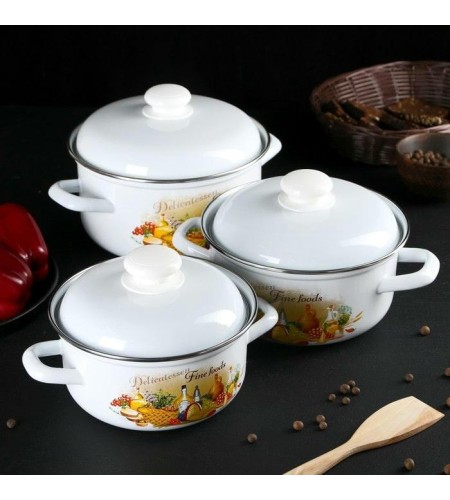 Набор кастрюль Татьяна №124-4 1,5л, 2л, 3л